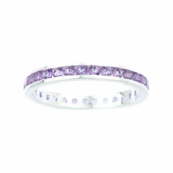 Channel-set Genuine Alexandrite June Birthstone ring in Sterling Silver #141